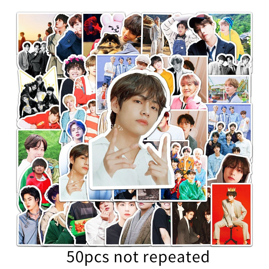 Korea BTS Luggage Stickers Personalized Doodle Laptop Notebook Card Decorative Stickers