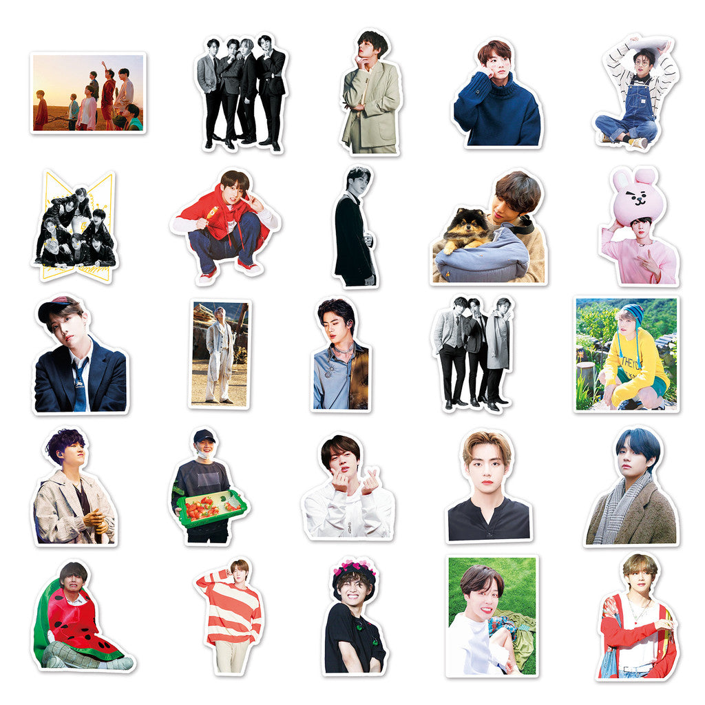 Korea BTS Luggage Stickers Personalized Doodle Laptop Notebook Card Decorative Stickers