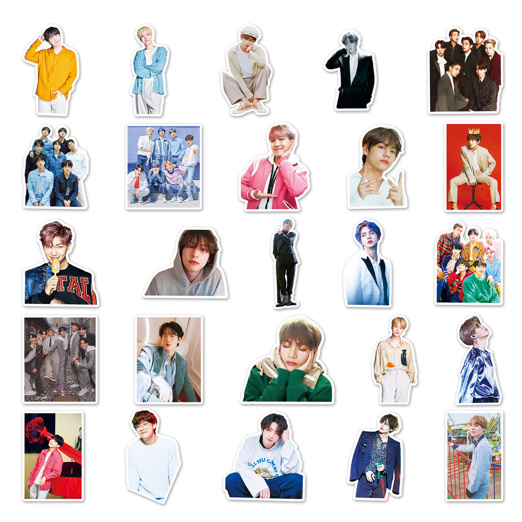Korea BTS Luggage Stickers Personalized Doodle Laptop Notebook Card Decorative Stickers
