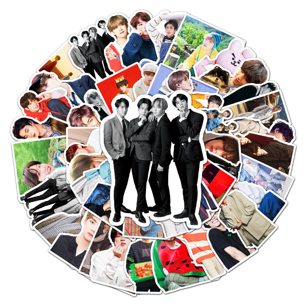 Korea BTS Luggage Stickers Personalized Doodle Laptop Notebook Card Decorative Stickers