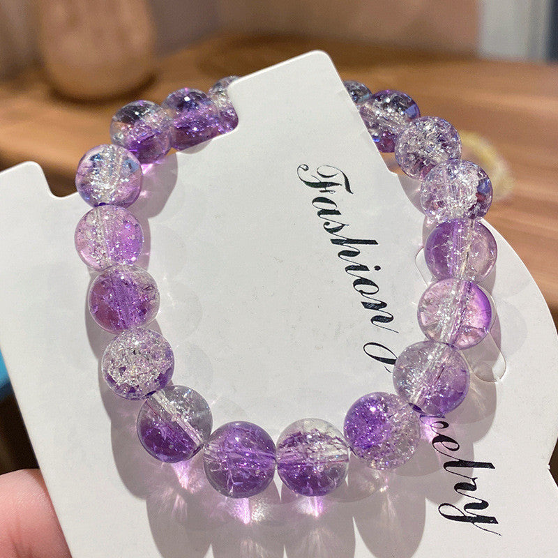 Cracked Starry Sky Bracelet with Glass Beads Two-color Crystal Bracelet