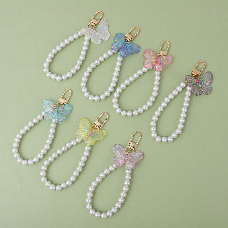 Korean-style INS-inspired ABS Pearl Butterfly Series Keychains Colorful Perfect for Hanging on Bags