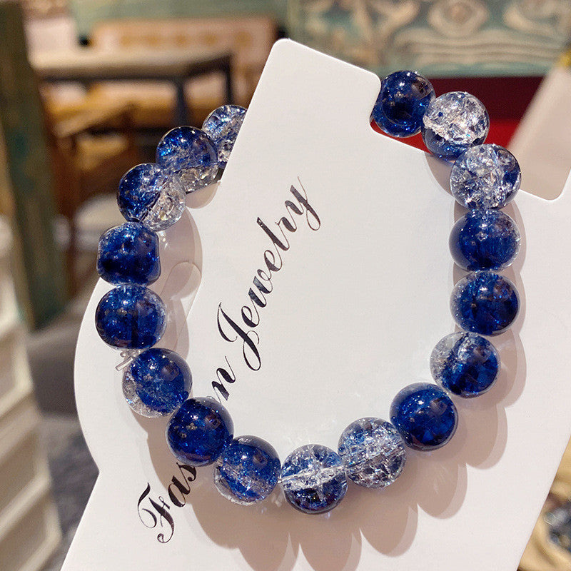 Cracked Starry Sky Bracelet with Glass Beads Two-color Crystal Bracelet