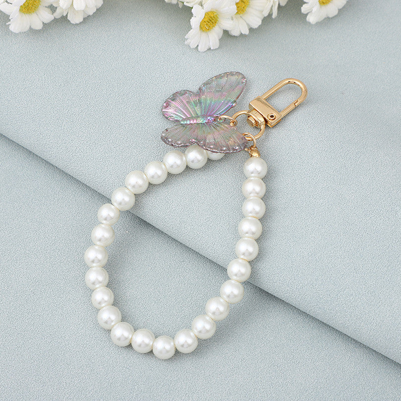 Korean-style INS-inspired ABS Pearl Butterfly Series Keychains Colorful Perfect for Hanging on Bags
