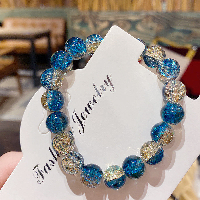Cracked Starry Sky Bracelet with Glass Beads Two-color Crystal Bracelet