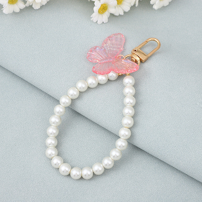 Korean-style INS-inspired ABS Pearl Butterfly Series Keychains Colorful Perfect for Hanging on Bags