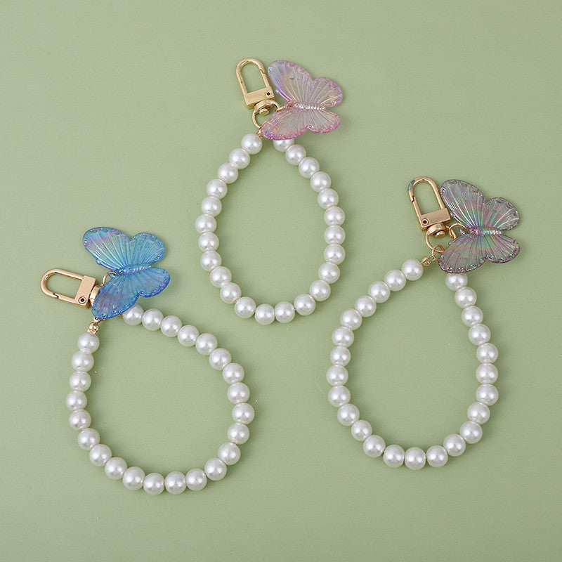 Korean-style INS-inspired ABS Pearl Butterfly Series Keychains Colorful Perfect for Hanging on Bags