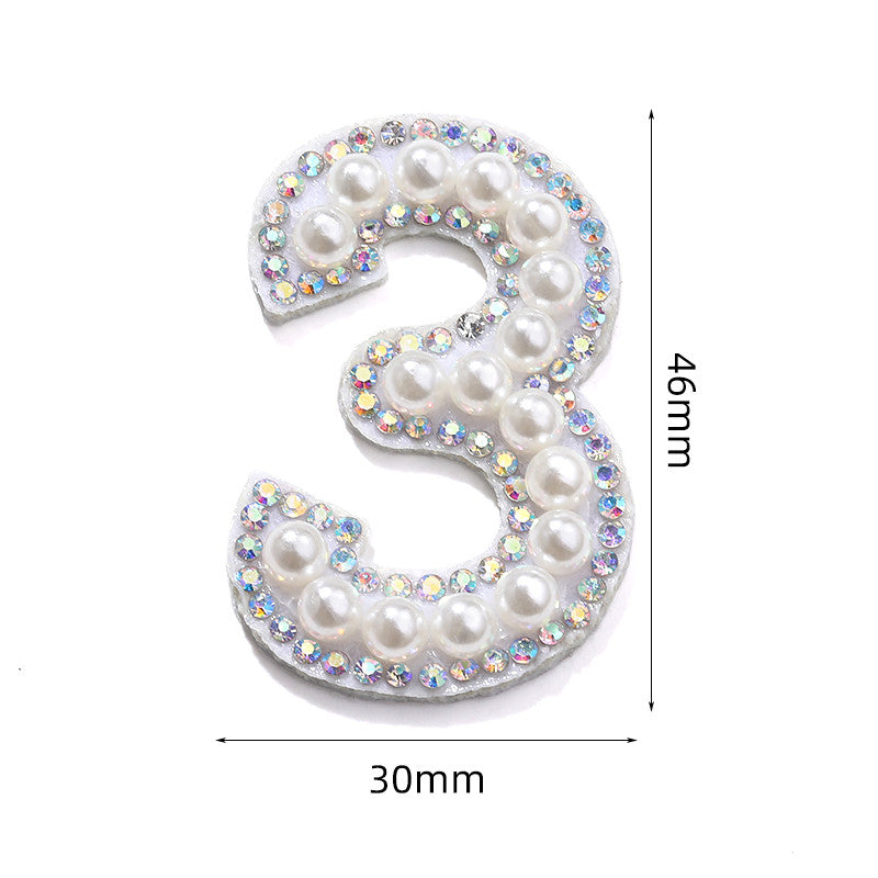 Numbers From 0 To 9 ABS Pearl Crystal Diamond Non-woven Fabric DIY Clothing Accessories