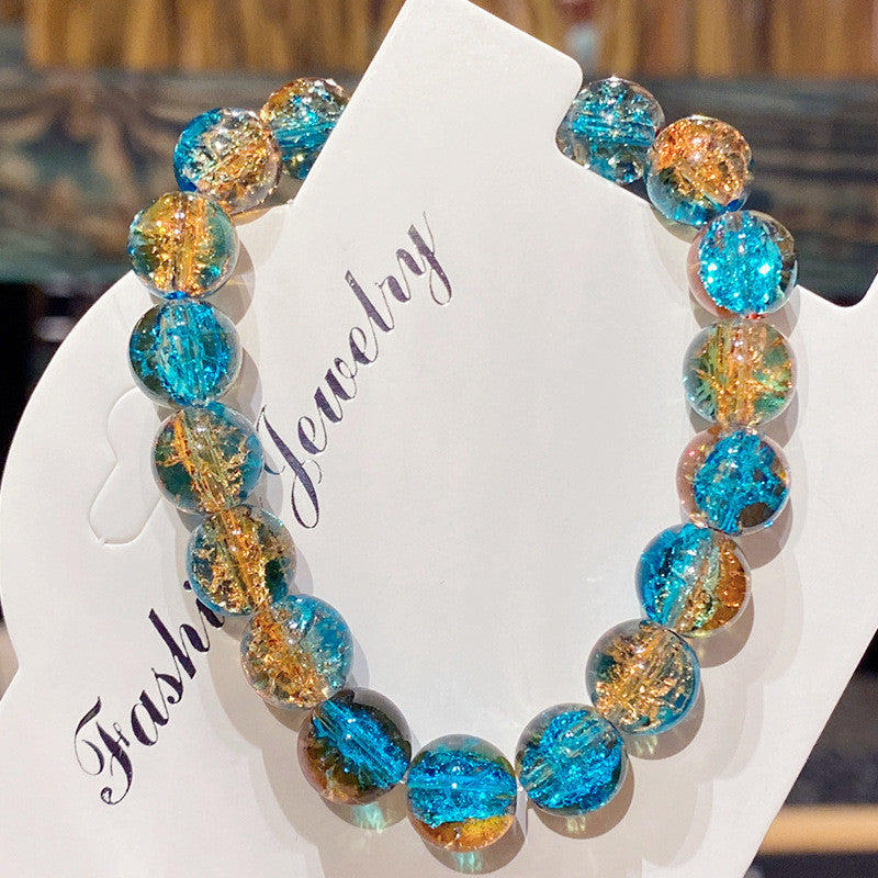Cracked Starry Sky Bracelet with Glass Beads Two-color Crystal Bracelet