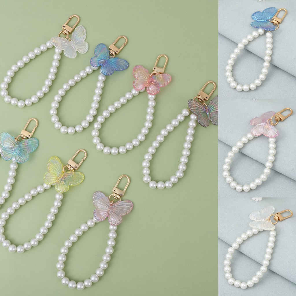 Korean-style INS-inspired ABS Pearl Butterfly Series Keychains Colorful Perfect for Hanging on Bags