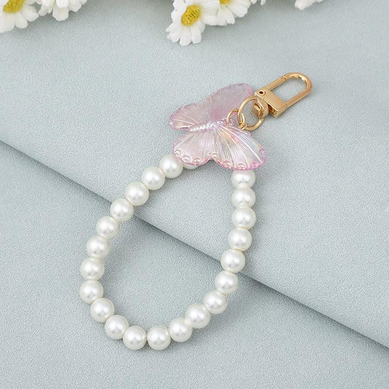Korean-style INS-inspired ABS Pearl Butterfly Series Keychains Colorful Perfect for Hanging on Bags