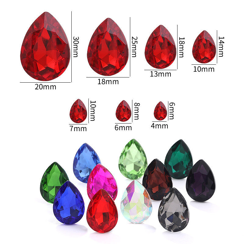 20*30mm 10pcs Water Drop Crystal Point Back Rhinestone for DIY Decoration