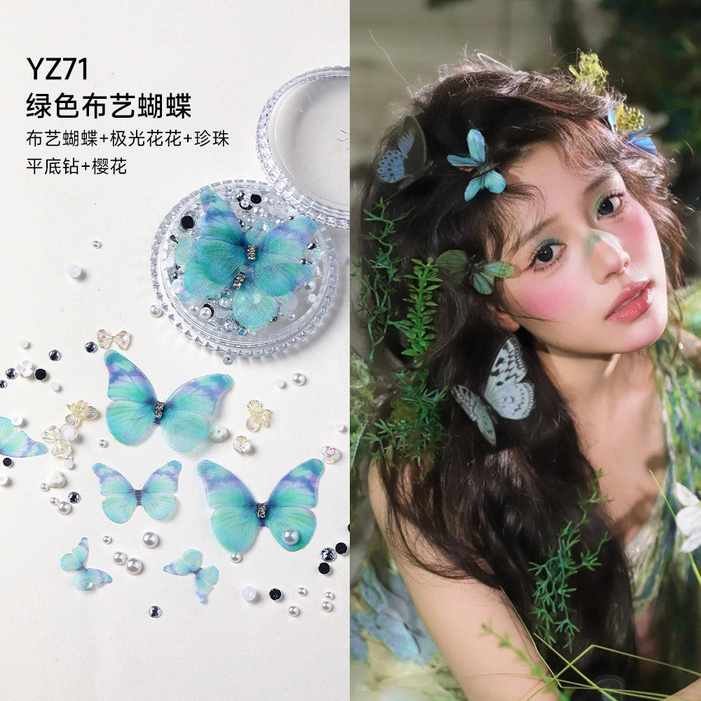 Boxed applique decorations Face makeup patches Metal butterfly decorations