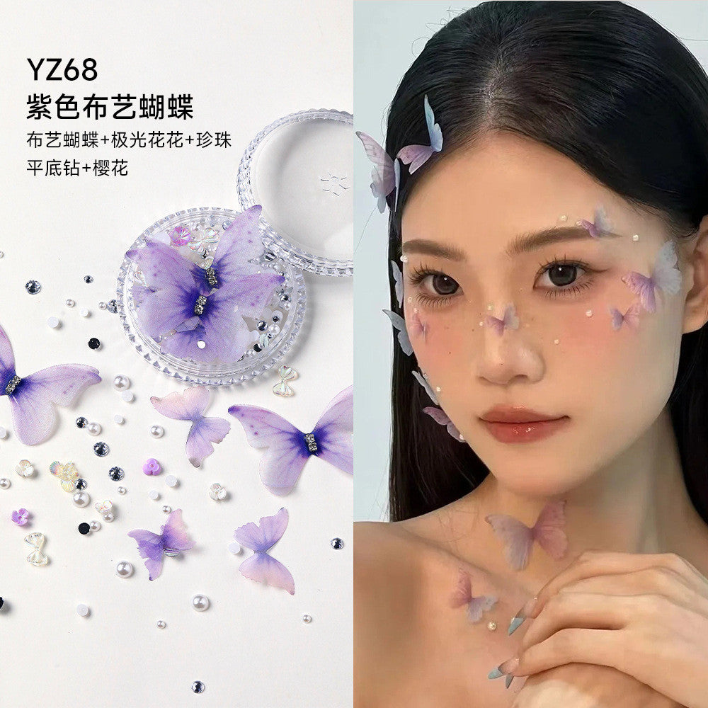 Boxed applique decorations Face makeup patches Metal butterfly decorations