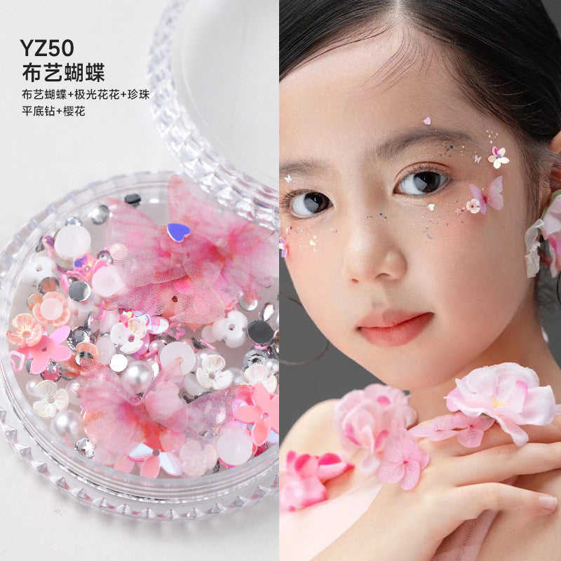 Boxed applique decorations Face makeup patches Metal butterfly decorations