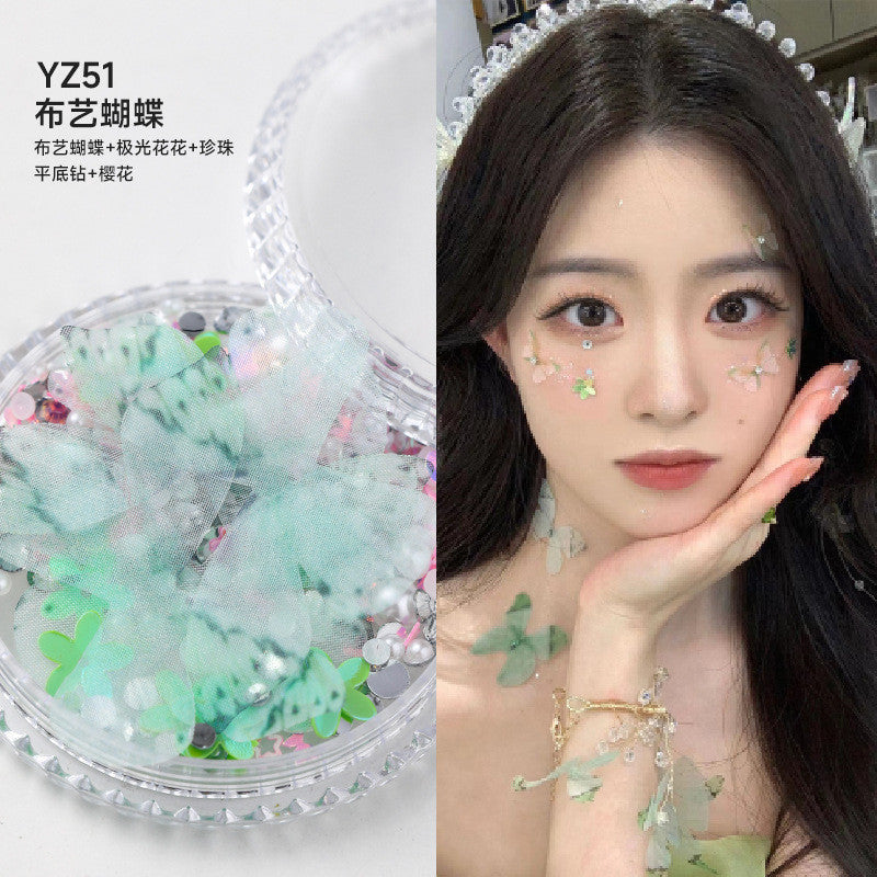 Boxed applique decorations Face makeup patches Metal butterfly decorations