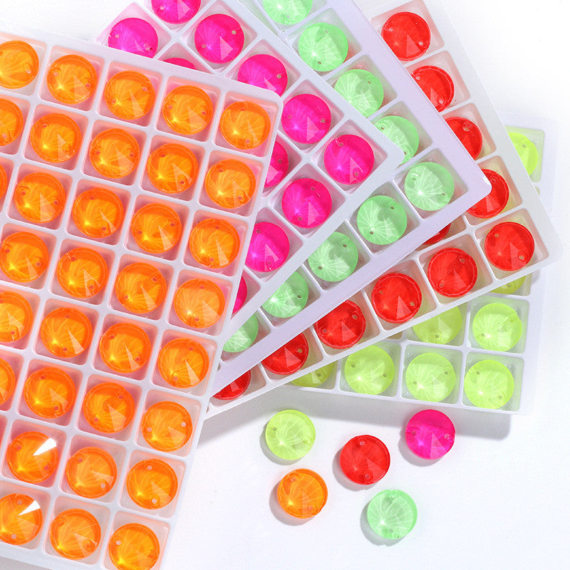 Neon Colors Rivoli Round K9 Glass Sew On Crystal Button for Garment Wedding Dresses