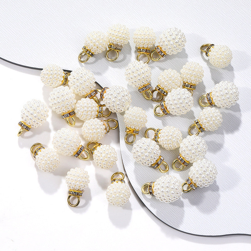 White Ball ABS Pearl Pendant DIY Headdress Bags Phone Case Clothing Accessories
