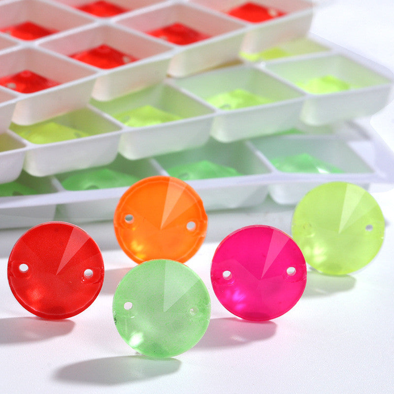 Neon Colors Rivoli Round K9 Glass Sew On Crystal Button for Garment Wedding Dresses
