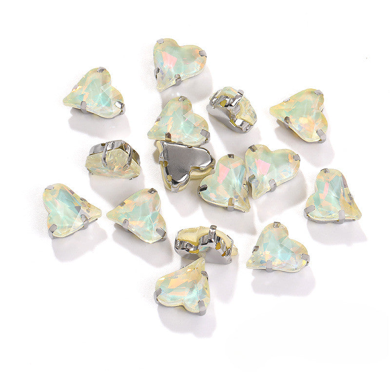 12*13mm Sweet Heart Shape Sew on Crystal Rhinestone for Dress Shoes Crafts Accessory