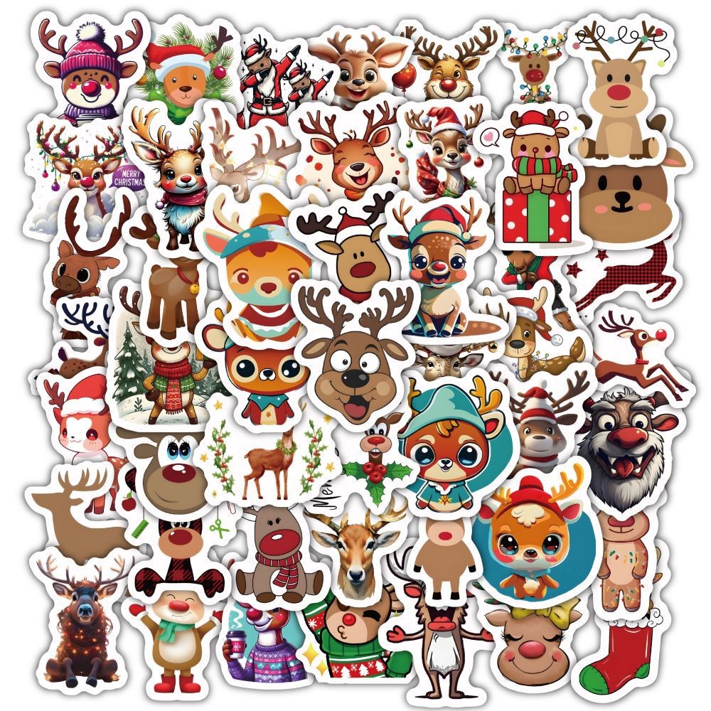 Christmas Style PVC Stickers DIY Laptop Phone Case Luggage Diary Decoration Waterproof Decal