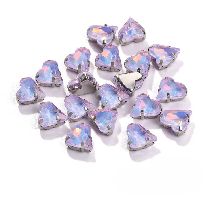 12*13mm Sweet Heart Shape Sew on Crystal Rhinestone for Dress Shoes Crafts Accessory