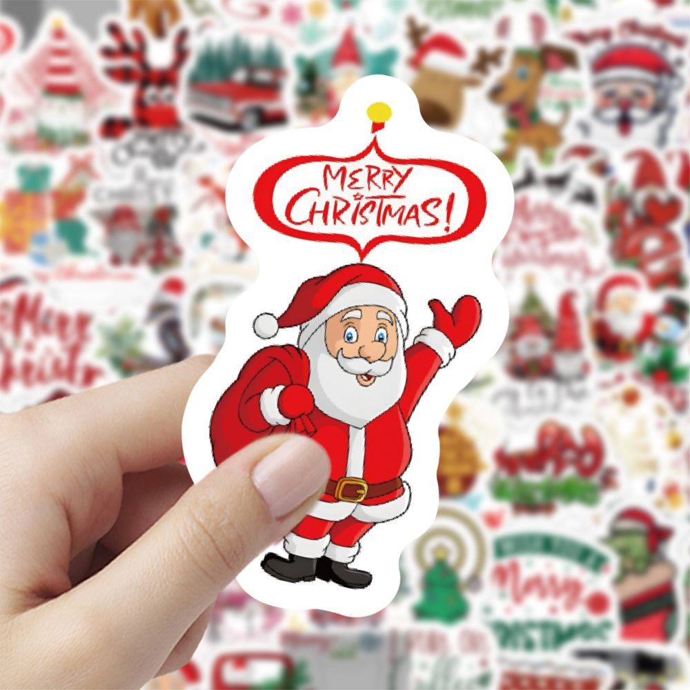 Christmas Style PVC Stickers DIY Laptop Phone Case Luggage Diary Decoration Waterproof Decal