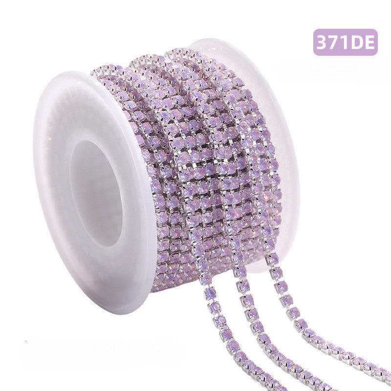Mocha Color Rhinestone Chain Sewing Crystal Chain Silver Claw with Diamond Trims DIY Clothes Accessories