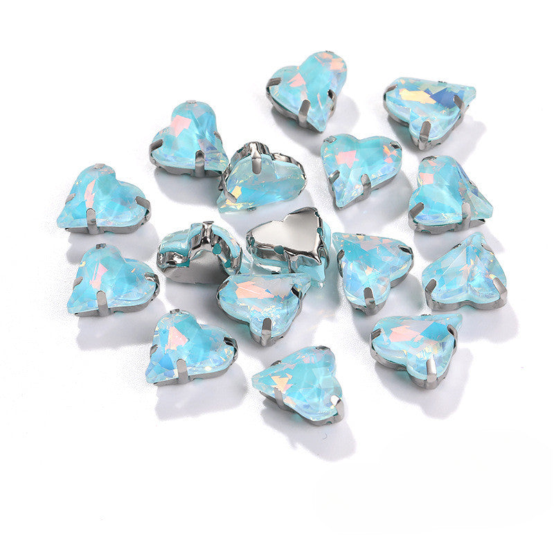 12*13mm Sweet Heart Shape Sew on Crystal Rhinestone for Dress Shoes Crafts Accessory