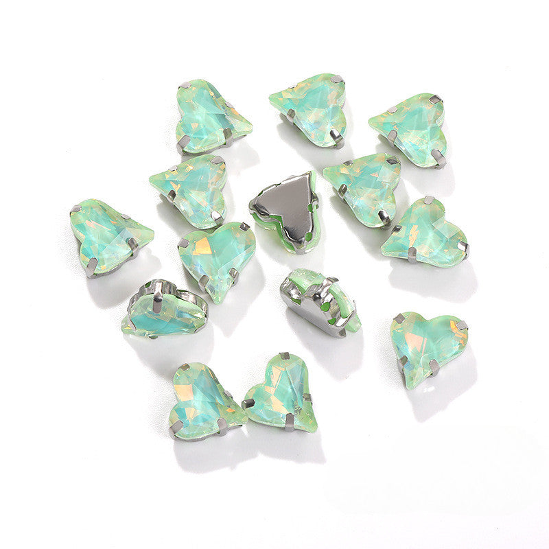 12*13mm Sweet Heart Shape Sew on Crystal Rhinestone for Dress Shoes Crafts Accessory