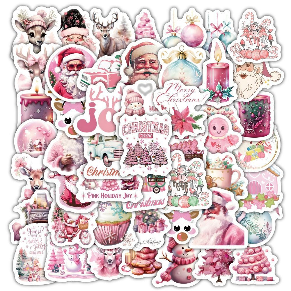 Christmas Style PVC Stickers DIY Laptop Phone Case Luggage Diary Decoration Waterproof Decal