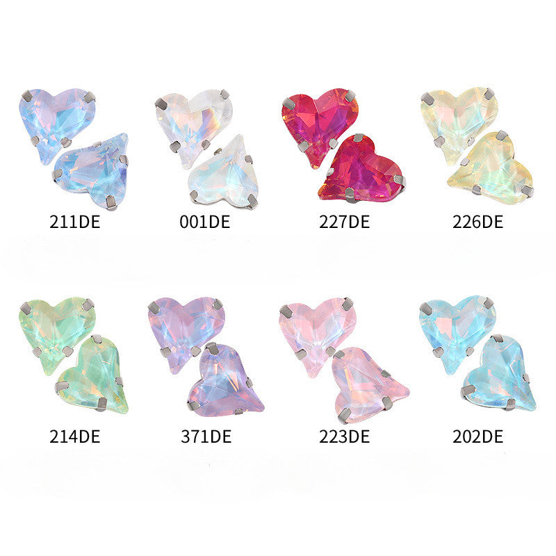 12*13mm Sweet Heart Shape Sew on Crystal Rhinestone for Dress Shoes Crafts Accessory