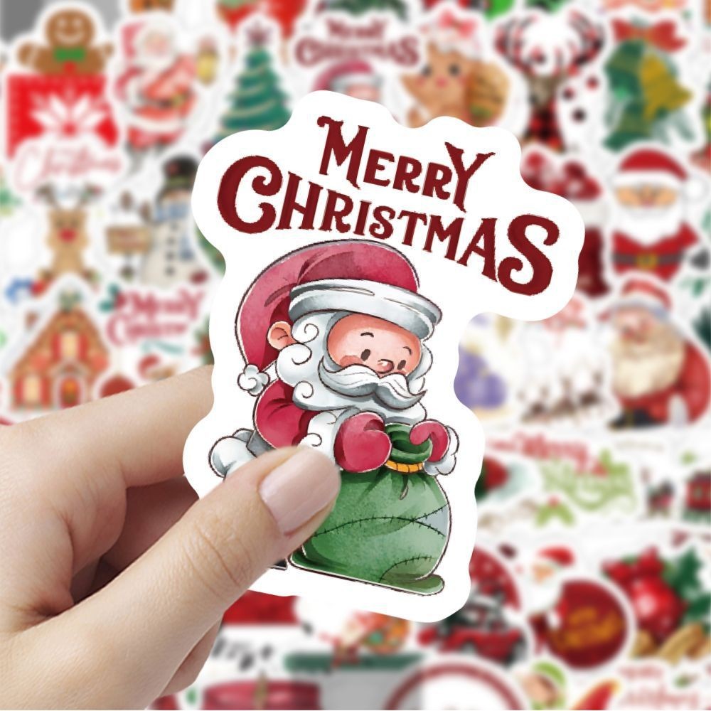 Christmas Style PVC Stickers DIY Laptop Phone Case Luggage Diary Decoration Waterproof Decal