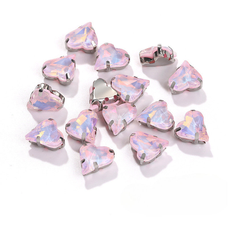 12*13mm Sweet Heart Shape Sew on Crystal Rhinestone for Dress Shoes Crafts Accessory