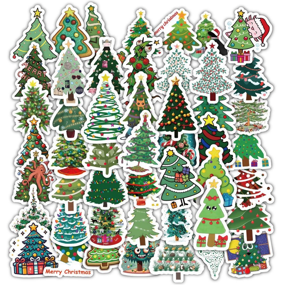 Christmas Style PVC Stickers DIY Laptop Phone Case Luggage Diary Decoration Waterproof Decal