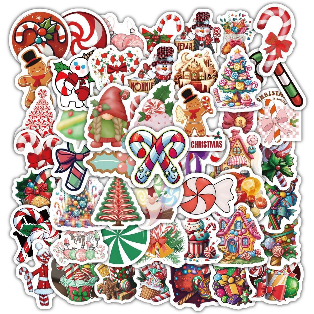 Christmas Style PVC Stickers DIY Laptop Phone Case Luggage Diary Decoration Waterproof Decal