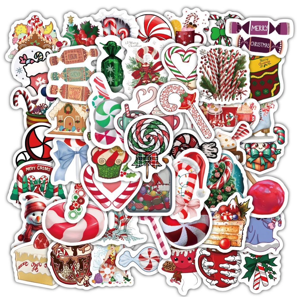 Christmas Style PVC Stickers DIY Laptop Phone Case Luggage Diary Decoration Waterproof Decal
