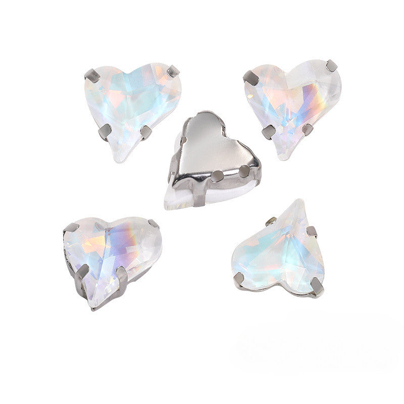 12*13mm Sweet Heart Shape Sew on Crystal Rhinestone for Dress Shoes Crafts Accessory