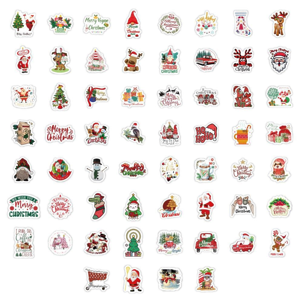 Christmas Style PVC Stickers DIY Laptop Phone Case Luggage Diary Decoration Waterproof Decal