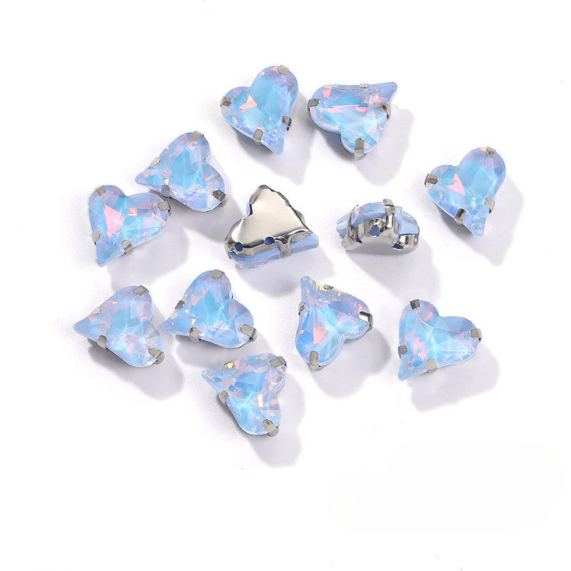 12*13mm Sweet Heart Shape Sew on Crystal Rhinestone for Dress Shoes Crafts Accessory