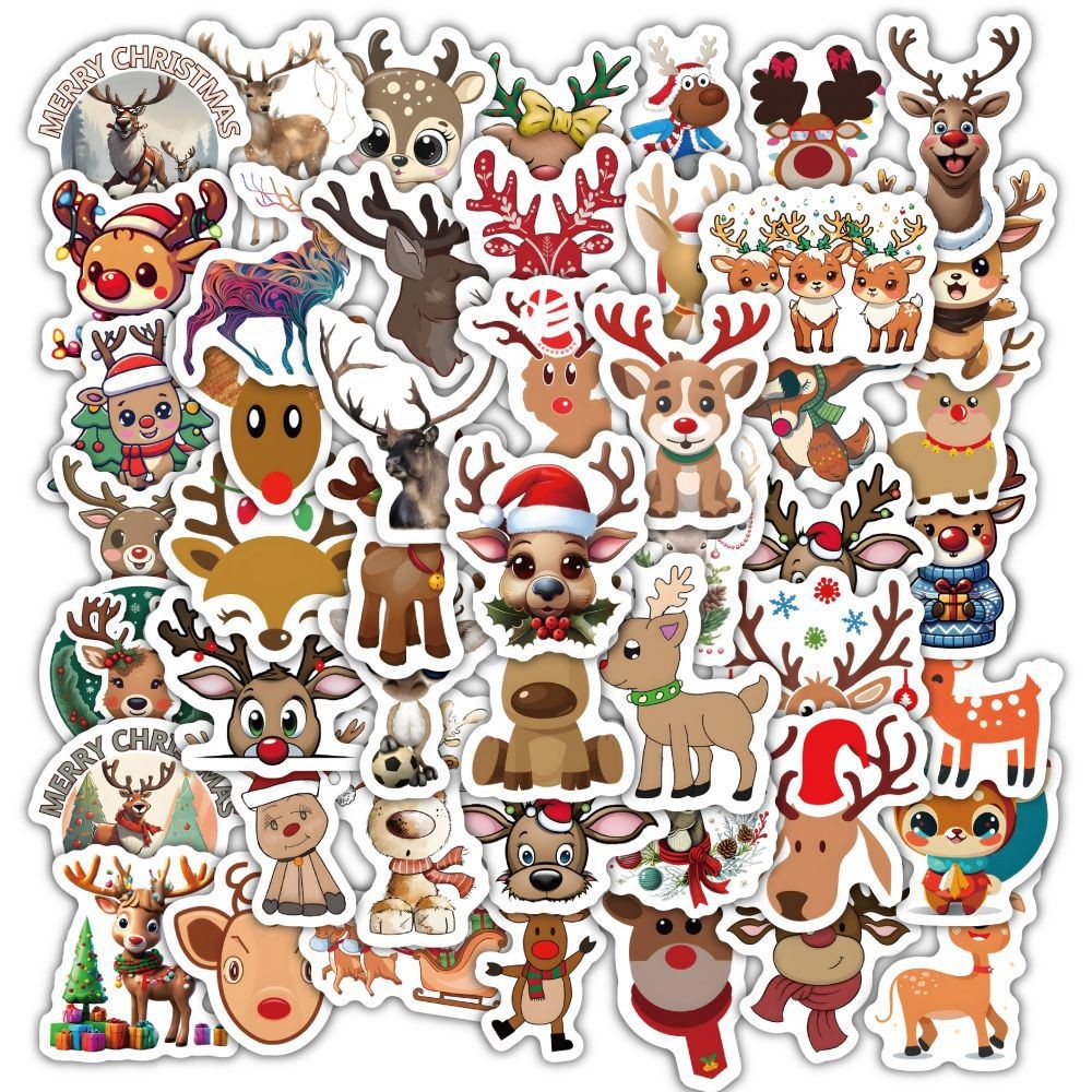 Christmas Style PVC Stickers DIY Laptop Phone Case Luggage Diary Decoration Waterproof Decal