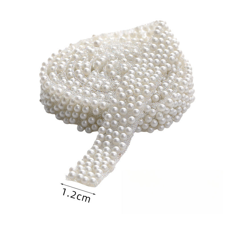 1.2cm Self-adhesive Pearl Strip ABS Imitation Pearl DIY Strips for Garment Shoes Hair Accessory