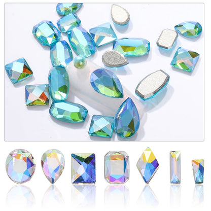 TonyBead 20Pcs Mixed Shape Flatback Stone Gem Glass Nail Art Rhinestone For Jewelry Making Loose Strass Crystal Nail Accessories Nail Drill kuku