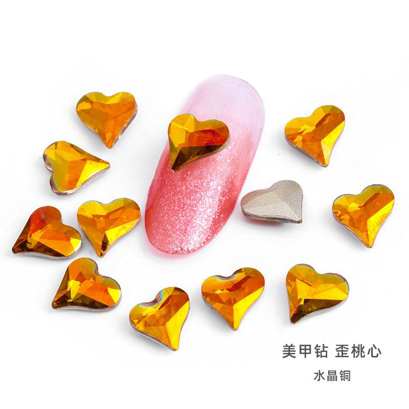 10pcs Rhinestones Nails Accessories Hearts Glass Parts Supplies Luxury Nail sticker Zircon Wholesale Crystals Glitters Jewelry