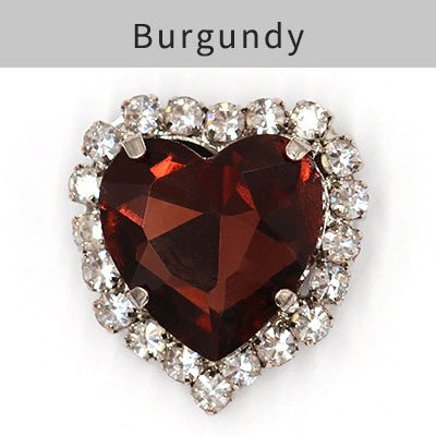 TonyBead kuku logam yang digunakan pada pakaian,heart Shape Glass Rhinestones With Claw Sew On Crystal Stone Metal Base Buckle For Clothes Strass Diamond Sewn Rhinestones