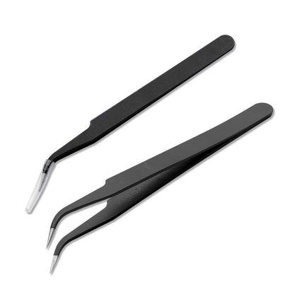TonyBead Nail Tools Static-Free  Metal Tweezers Stainless Steel High Precision Tweezers DIY Nail Set Decorations Manicure Implement
