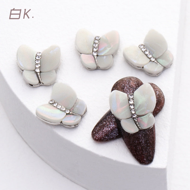 3PCS Alloy Nail Butterfly Japanese Cat's Eye Stone Multi-color 3D Nail Metal Nail Stickers Decoration