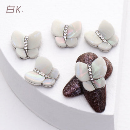 3PCS Alloy Nail Butterfly Japanese Cat's Eye Stone Multi-color 3D Nail Metal Nail Stickers Decoration