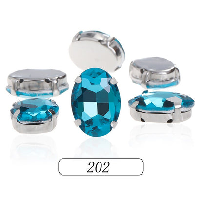 6*8/8*10mm Oval Shape Glass Rhinestones With Silver Sew On Crystal Stone Strass Diamond For Clothes Dress