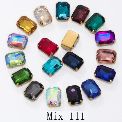 Rectangle Shape 10X14 13X18mm Glass Rhinestones With Claw Sew On Stone Strass Diamond For Clothes Rhinestones for Crystal Crafts